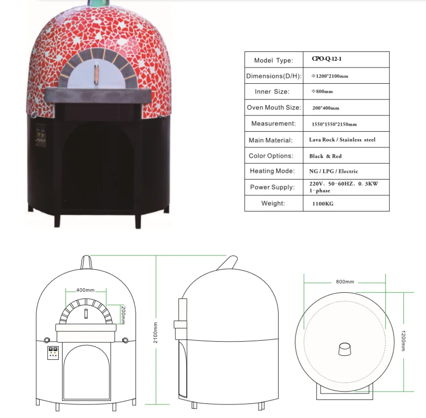 
Gas With Wood Charcoal Pizza Oven Use For Restaurant Home Hotel 