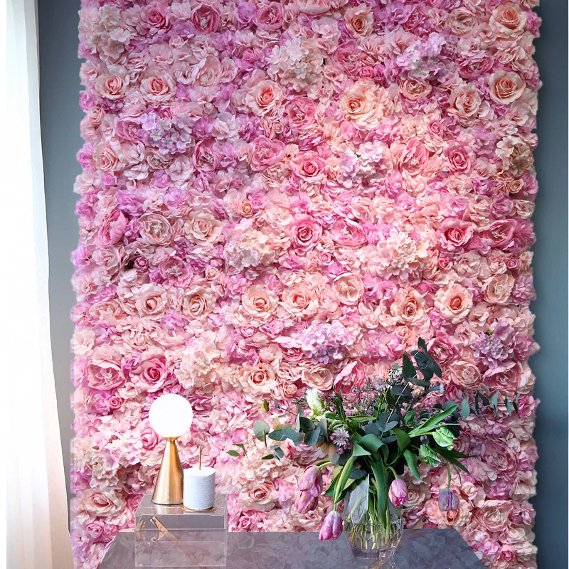 
10x8 ft Flower Wall Rose Pink Artificial Flower for Wall Decoration Background Bridal Shower Birthday Party Picture Backdrops 