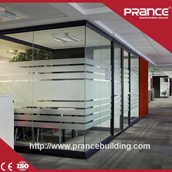 Single glass wall, aluminum office partitions