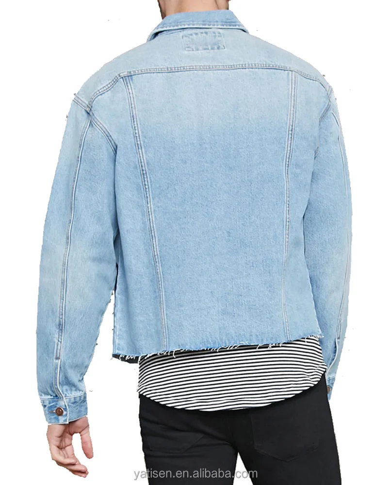 new Long Sleeve Metal Button Plain Unisex cotton Denim Jacket for men