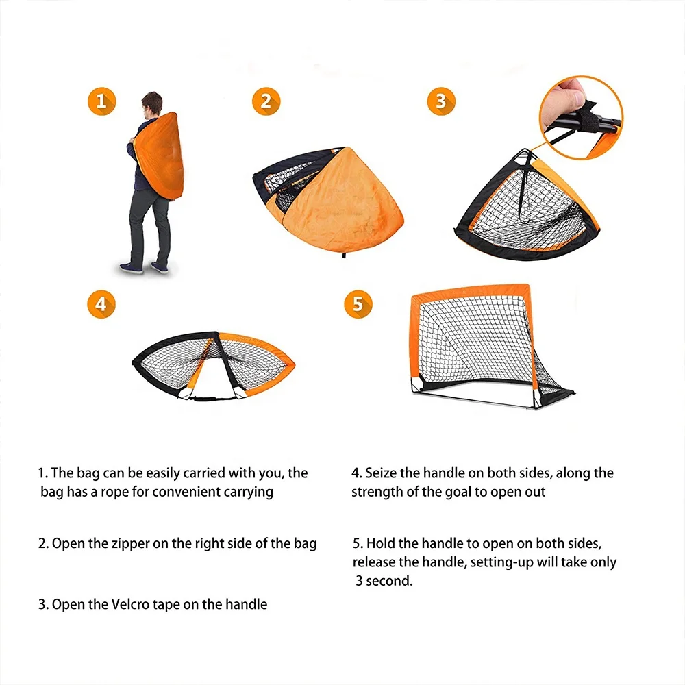 Portable  Easy Fold-up Soccer Goal Fiberglass Football Net For Kids