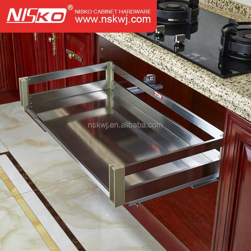 Bottle Pullout Kitchen Stainless Steel Pull Out Basket with Soft Closing for 200 mm Cabinet