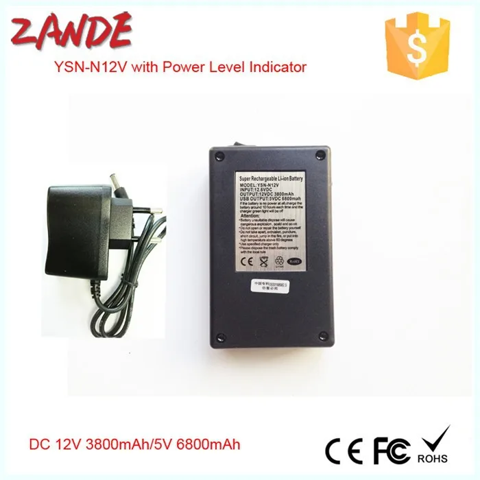 Wholesales Super Mini YSN-N12V DC 12V 3800mAh/5V 6800mAh black case recharge li-ion battery for lan router