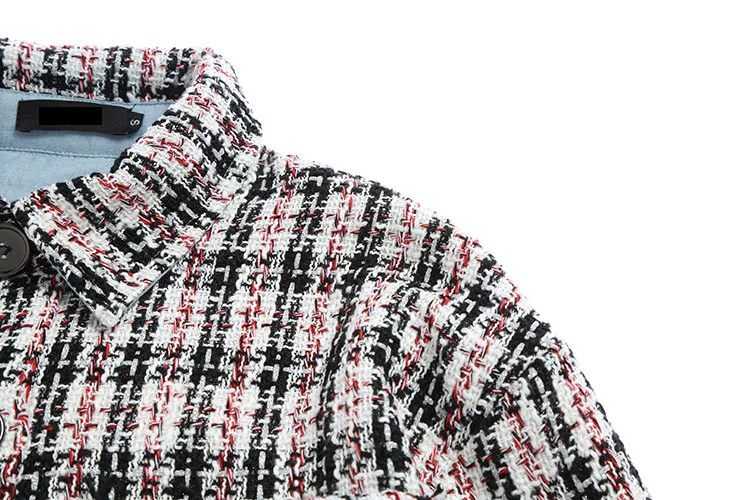 OEM Fancy Lady Long Sleeve Woven Tweed shirts special cutting Women elegant WINTER Blouse From Chinese garments Supplier