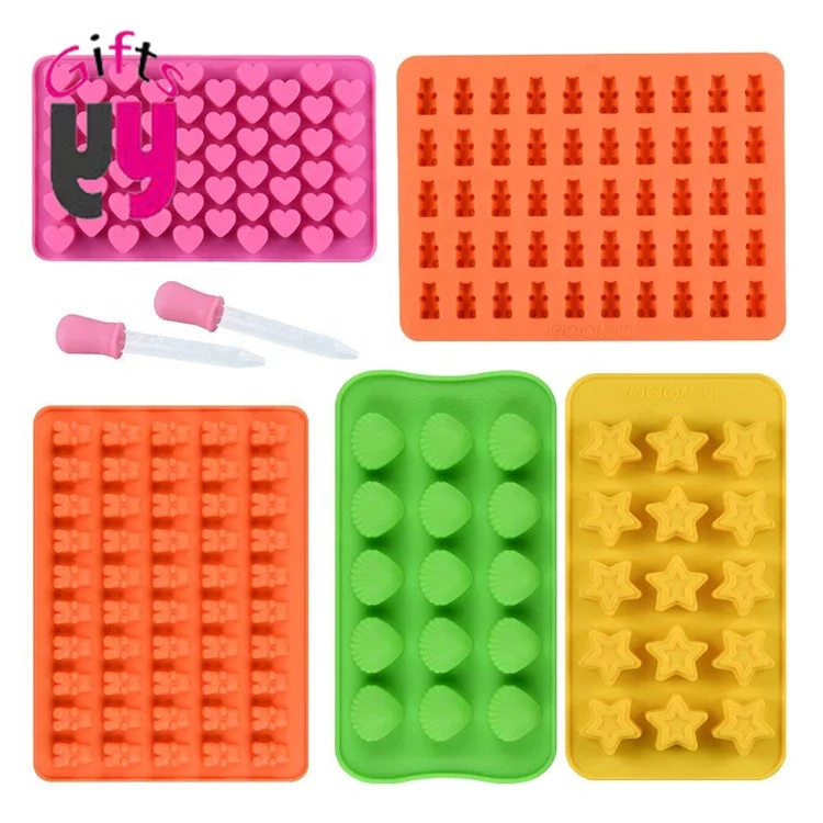 3D Bear Silicone Candy Gummy Mold 50 Cavity Gummy Mold with Dropper
