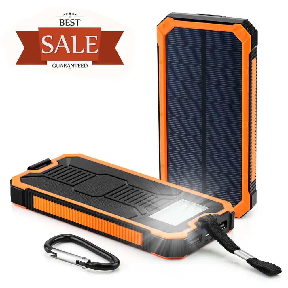 Solar Cell Phone Charger, Tomsenn 15000mAh Solar Power Bank Portable Dual USB Outdoor External Battery Pack for iPhone,