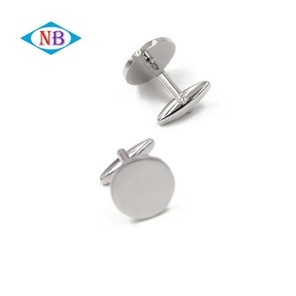Высококачественные пустые круглые запонки Hig, Заказные мужские серебряные запонки