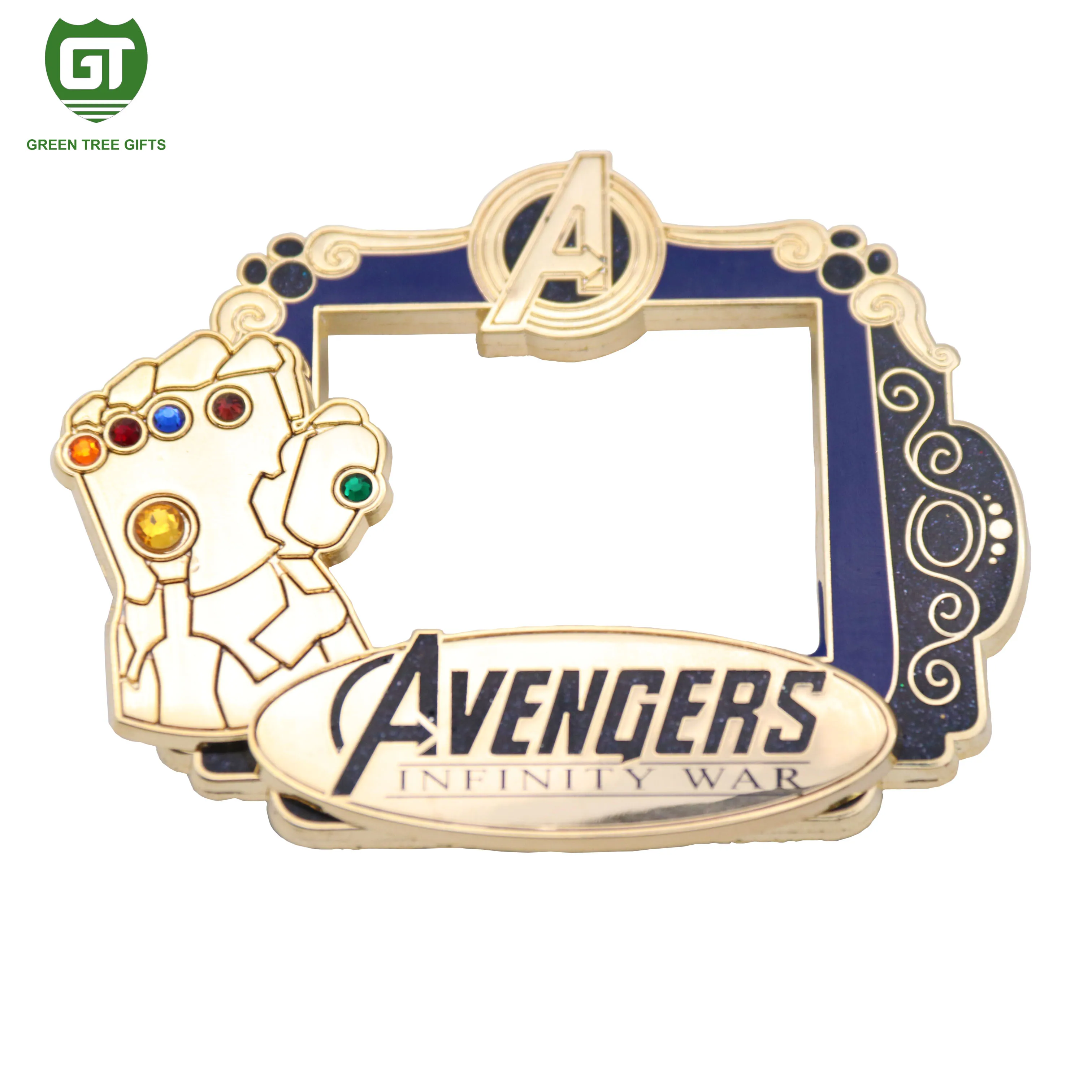 GreenTree custom photo frame 3D lapel pin on pin with rhinestone
