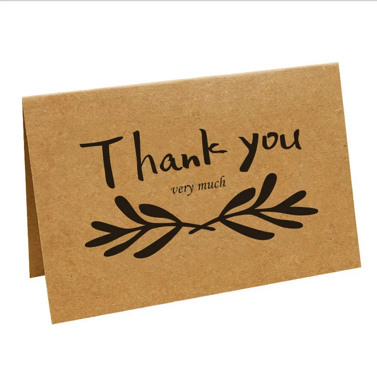 100 Custom mini luxury Thank You kraft paper greeting for your purchase Cards Set printing With Blank Inside for Writing