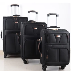 black color cheap fabric eva trolley case 4 wheel travel 3PC luggage sets