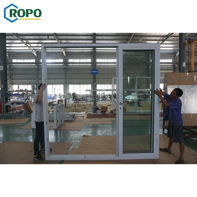 Австралийский стандарт UPVC терраса Кухня Офис большой слайд автоматический вход патио стеклянная вставка дверь