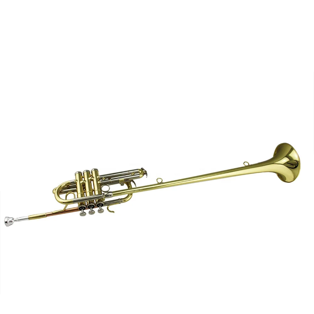Gold lacquer Tone Bb Brass body Cupronickel tuning pipe/piston gold brass lead pipe Herald Trumpet