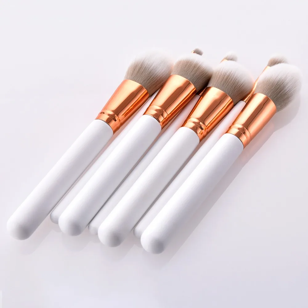 
High quality factory 7piece makeup tools white rose gold nylon hair makeup brushes 