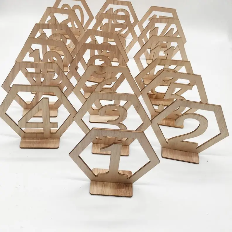 Wood Table Decoration Wedding Glitter Table Numbers