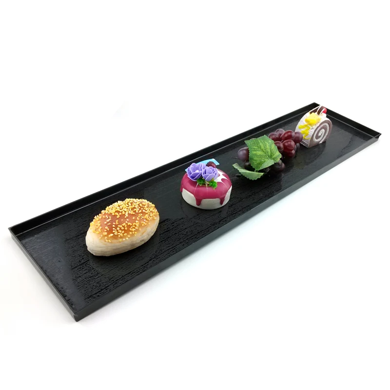 Food grade rectangle disposable black food plastic tray for multi use