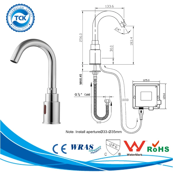 Automatic Touchless Sensor Bathroom Faucet Motion Activated Hands Free Hot&Cold Tap Undermount Brushed Nickel