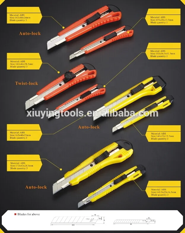 18mm or 25mm soft rubber grip utility knife Cutter slide push button cutter knife