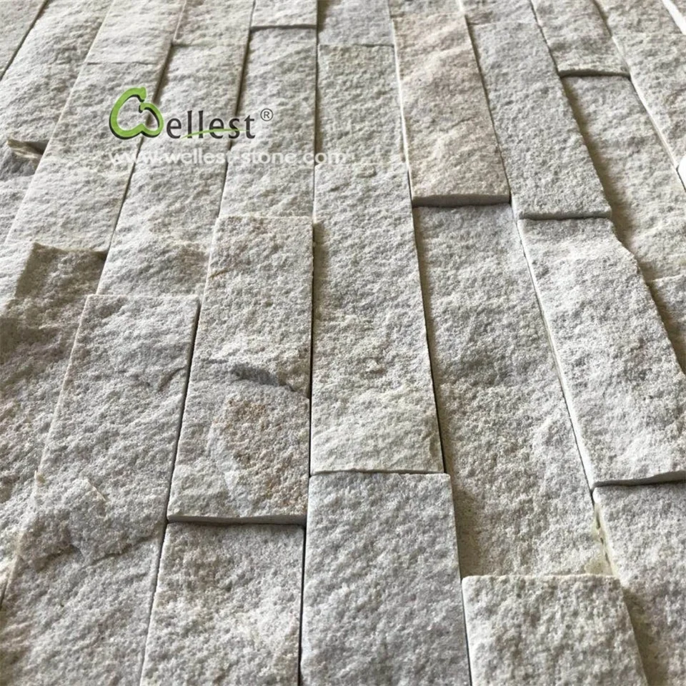 white sandstone natural split ledge culture stone cladding for exterior feature garden retaining wall and water fall