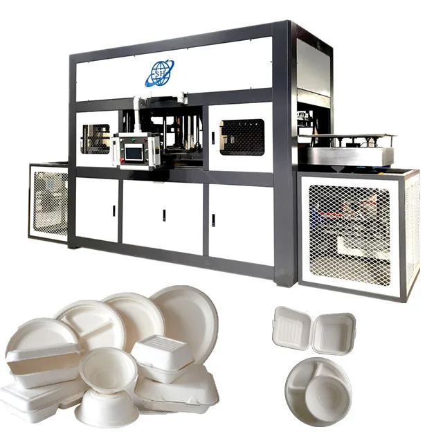 Automatic biodegradable disposable sugarcane paper pulp food container plate machine for biodegradable cutlery