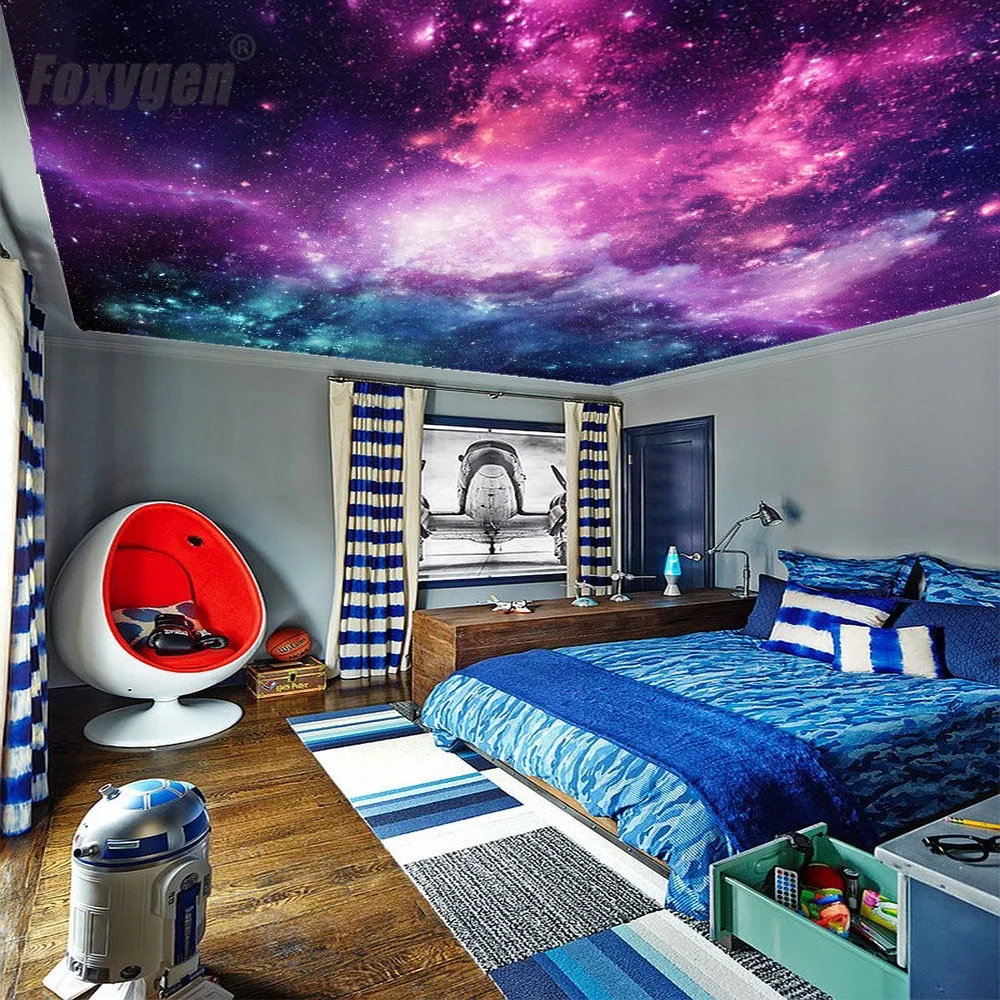 Vivid blue sky design gypsum ceiling board 1.5 - 5.0 meters width for advertising display 3D fabric PVC stretch ceiling film