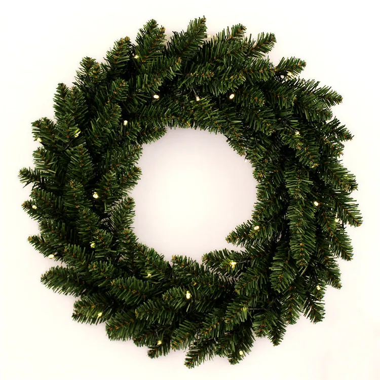 2021 wholesale artificial christmas wreaths 30cm 40cm 50cm large PVC Christmas Wreath frame with led door