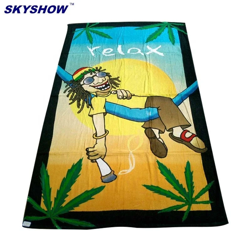 Custom Printed Beach Towel With Inflatable Pillow Cotton Towel