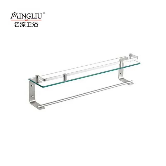 High quality wall mounting glass bathroom shampoo rack towel rack