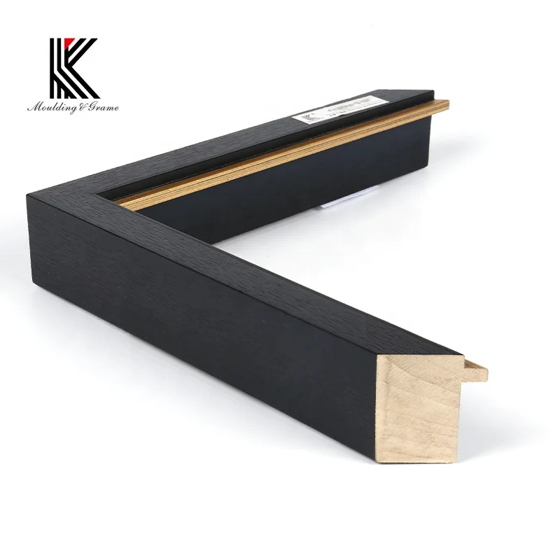 Black soild wood picture frame moulding for mirror frame painting frame