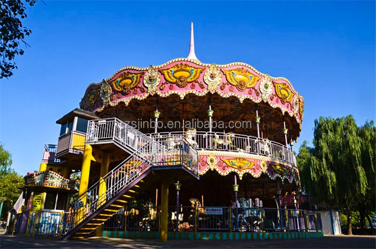 amusement park ride 68 seats luxury double layer carousel horse