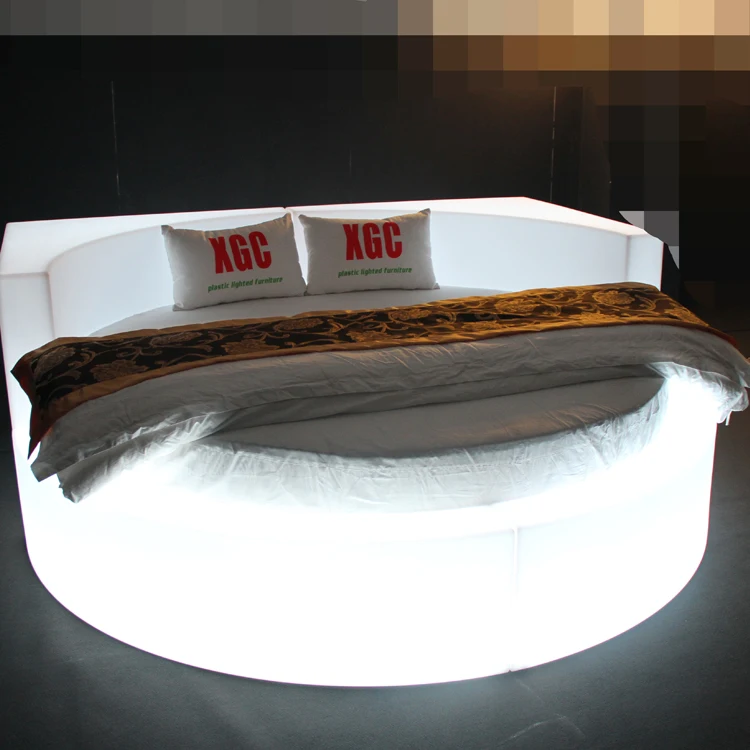 
Hotel LED furniture plastic lightweight durable bed outdoor illuminated queen size 