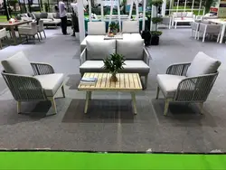 Orientop Aluminium 4 Piece Rope Conversation Set  Patio Furniture Outdoor Commercial Outdoor Furniture