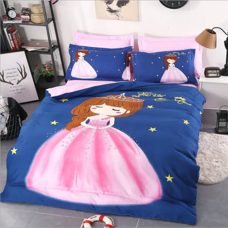 
European style kids cotton 4piece sheets quilt cover animal letter cartoon pattern crib baby bedding set 