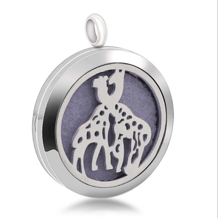 Stainless steel pendant necklace, essential oil giraffe pendant