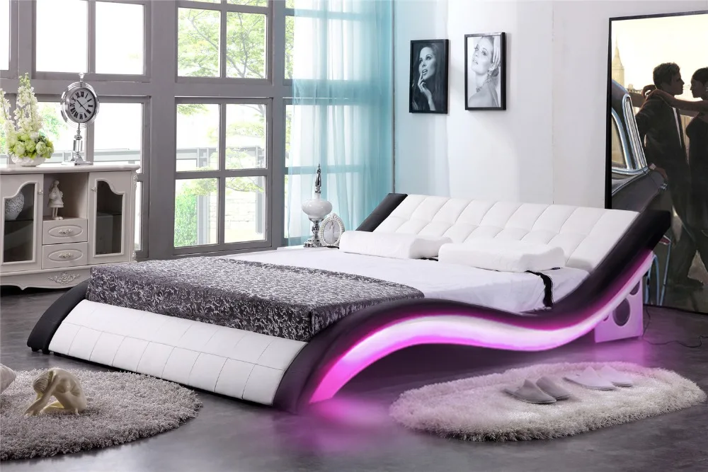 Nubuck Leather Tufted Button Head Board Leather Bed