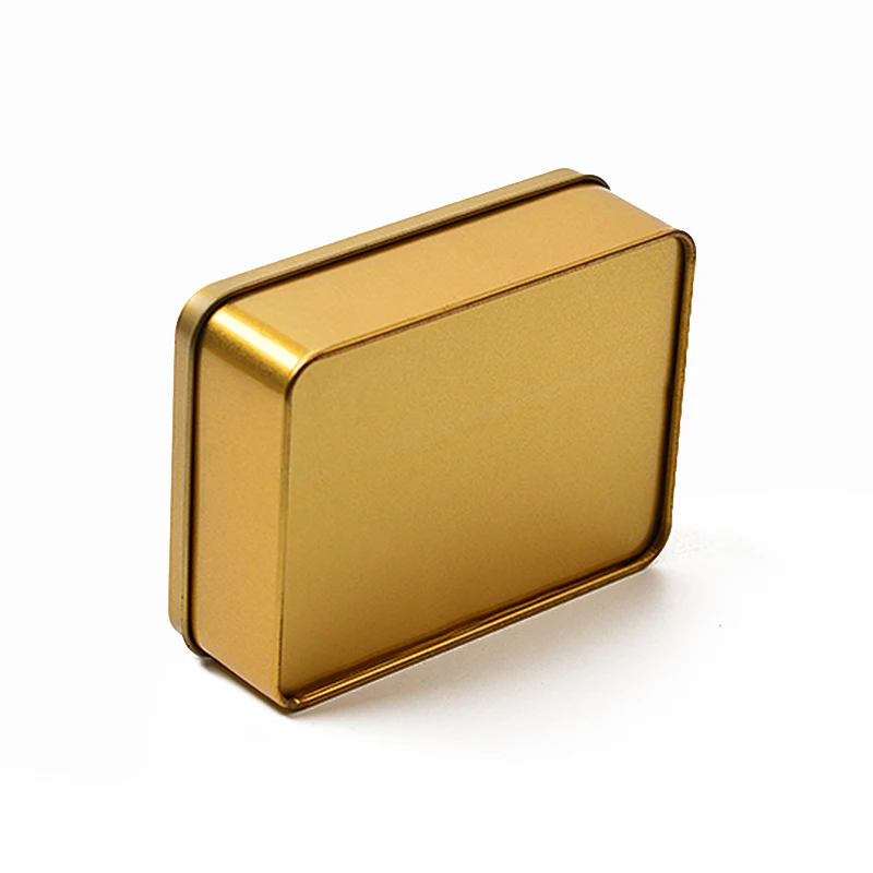 Perfect Shopping Rectangular Tin Box Lid Tin Storage Box Tin Box Pencil Case In Gold Color