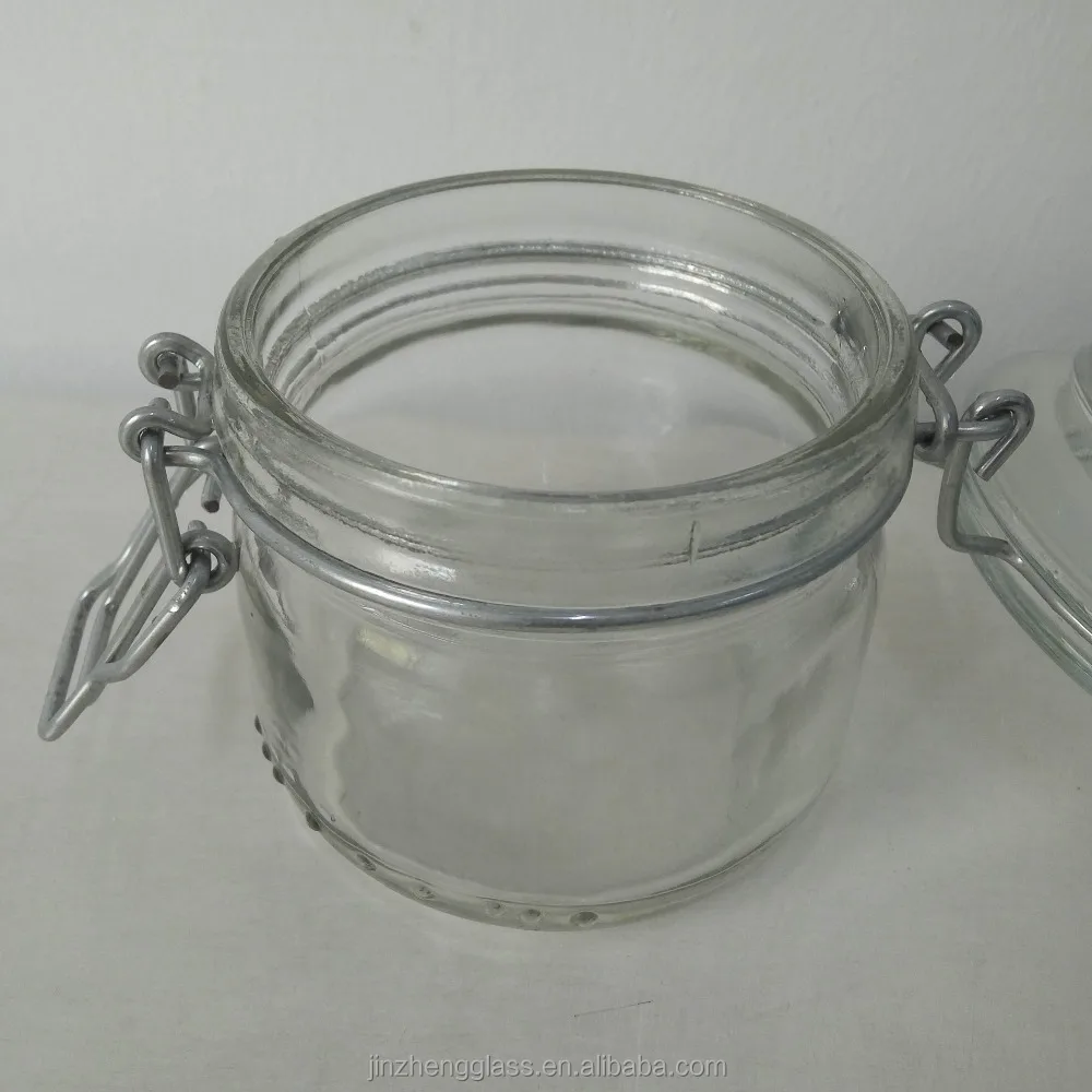 round sealed threaded 200ml Glass Jars Lock-Lid Hermetic Rubber Seal Bale Wire Swing Top