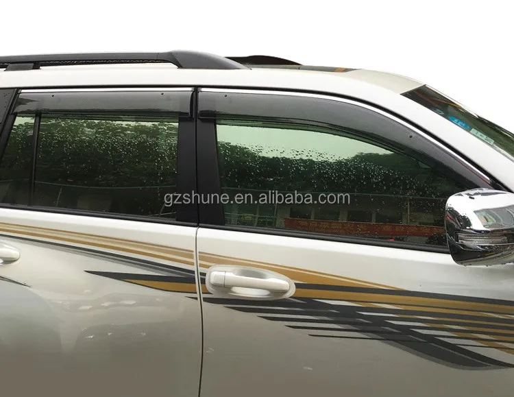 PC+ Stainless Steel Injection Vent Visor For Land Cruiser Prado FJ120 2700 4000 Window Deflectors Rain shield Auto accessories