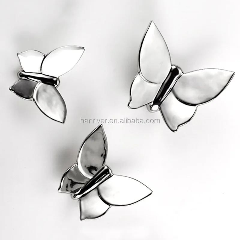Ceramic Porcelain Animal Insect silver gold Butterfly Figurine For Decoration