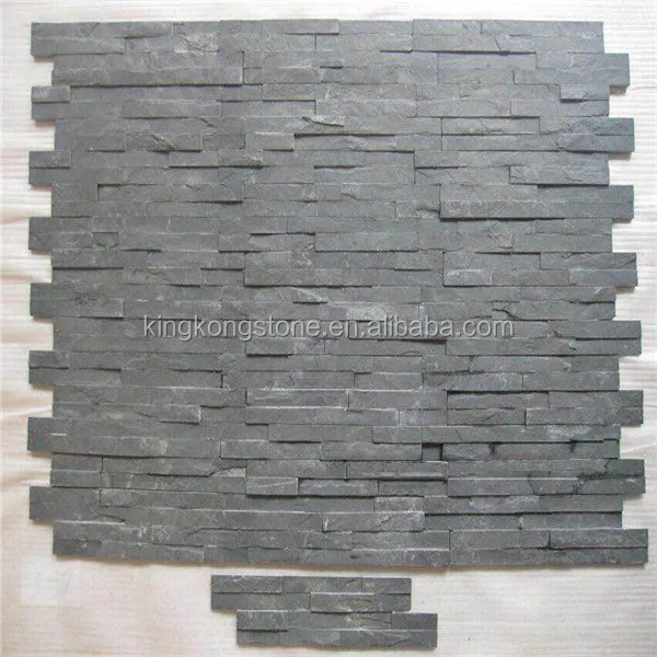 
Natural black exterior decoration stone split slate wall covering panel 
