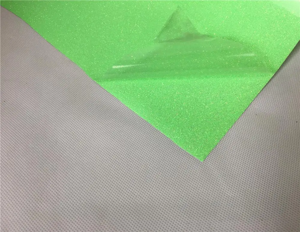 Neon Green Glitter Vinyl Transfer Wholesale Custom Heat Transfer Rhinestone Transfer