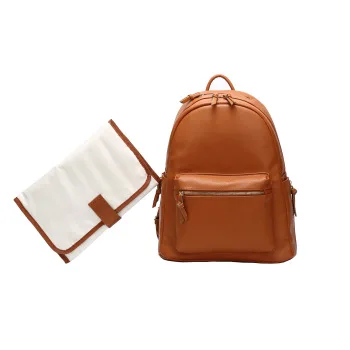 
Faux Leather Diaper Bag backpack, waterproof diaper backpack with changing pad, diaper bag organizer and stroller straps 