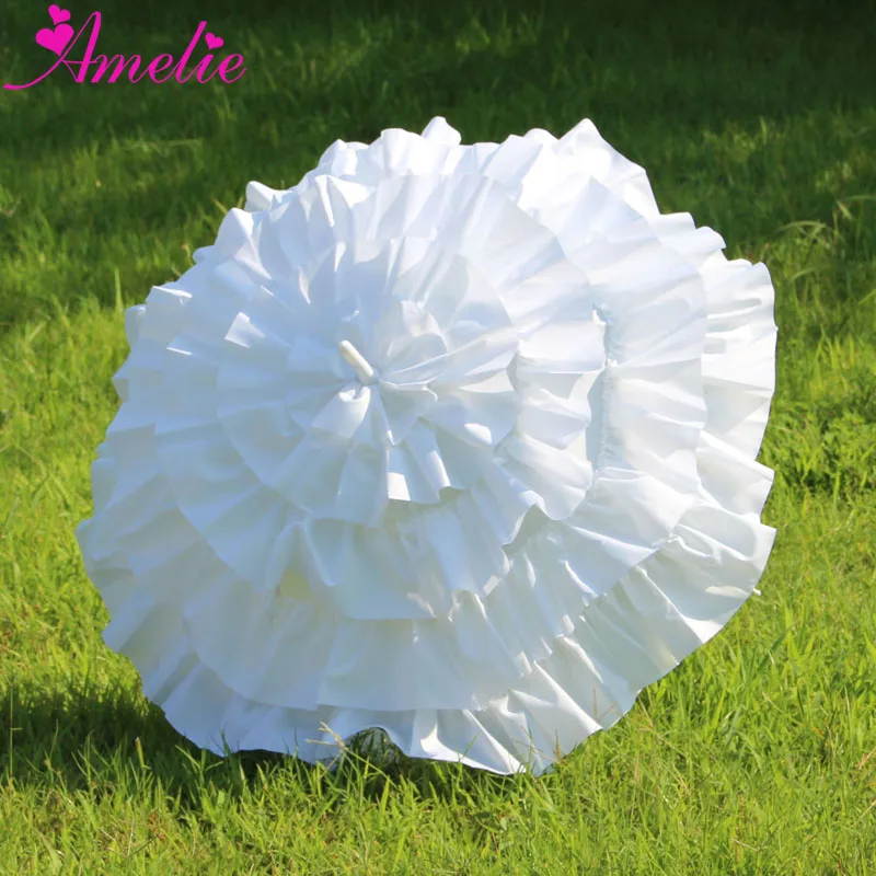 A0250 White Can Can Parasol Umbrella Baby Shower Party Decoration Frill Umbrella