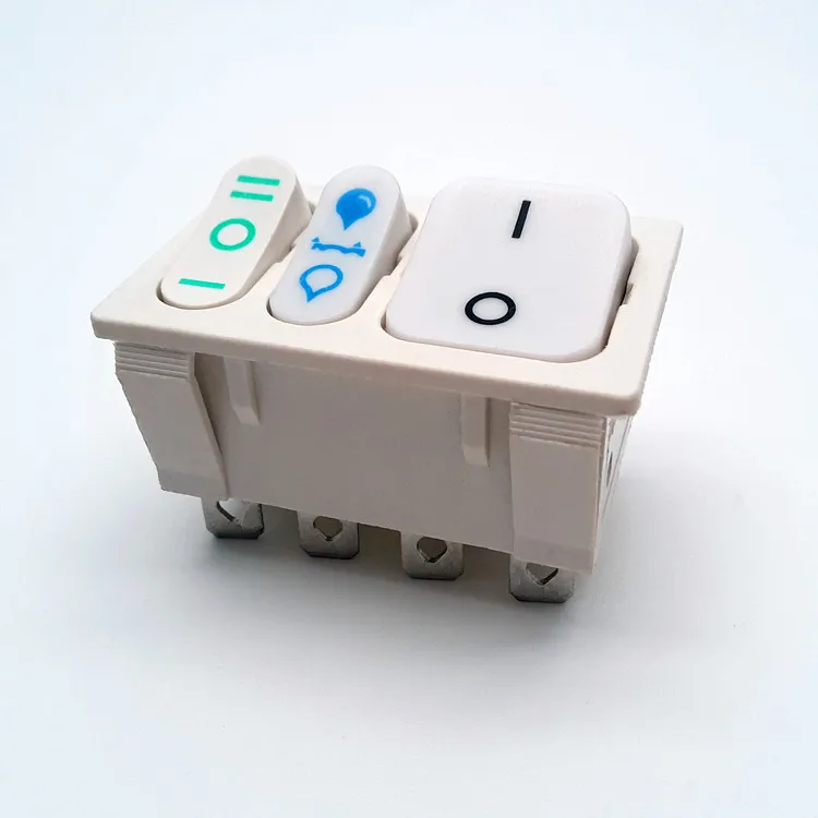 Haifei 8 pin rocker switch Illuminated  TUV 20A  DPST on off 3 pole  rocker Switch