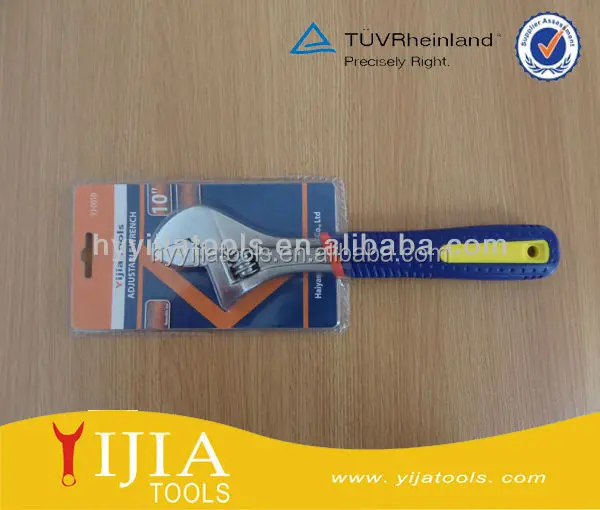 Half Slide Blister packing adjustable wrench with 3 color-plastic handle for DIY