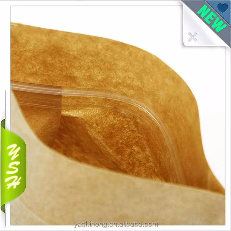 custom 250g/500g food flour packaging brown kraft paper bag with zipper and window