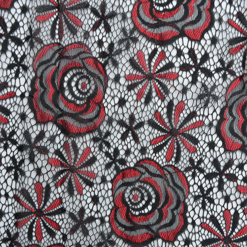 Chic two tone floral nylon/spandex raschel lace fabric for apparel