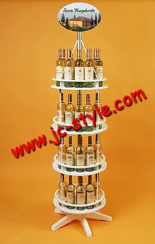 folding liquor bottle display shelf/fashion rotating metal red wine display stand/beer bottle display rack for sales promotion