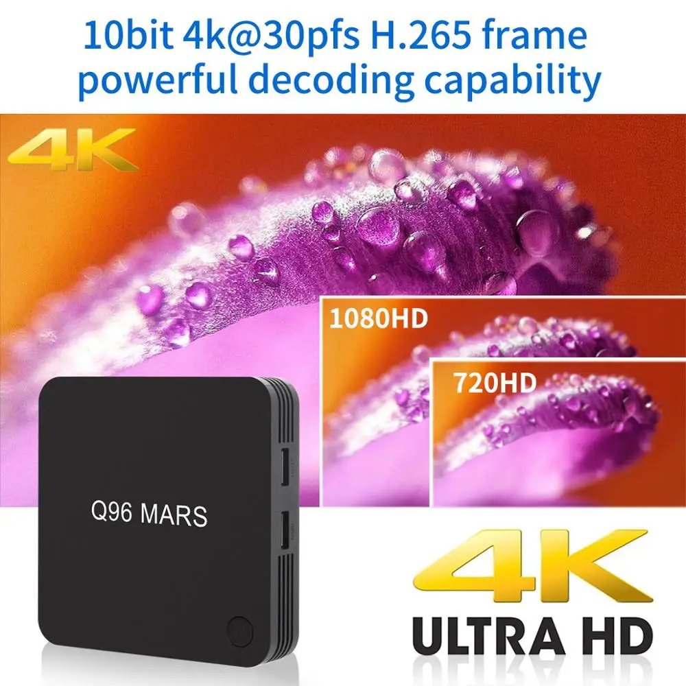  ТВ-приставка Q96 MARS на Android 7 1 S905L четырехъядерный процессор 1/8 ГБ 4K Vp9 H.265 Dlna Hd2.0 3D игровая смарт-ТВ медиа-приставка с американской