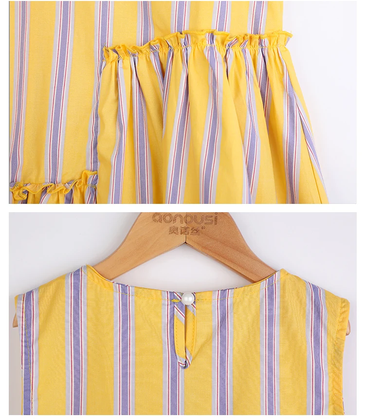 
Hot Sale Kids Girl Vertical Stripe Summer Leisure Sweetness Dress Sleeveless Skirt 