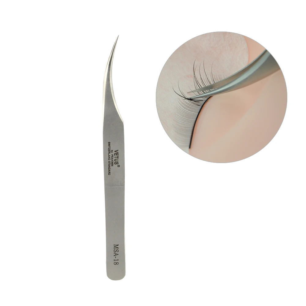 Professional Stainless Steel Eyelash Applicator Diamond Grip Eyelash Extension Russian Volume Lash Tweezers
